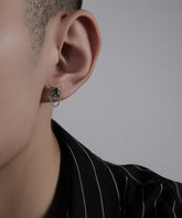 Men Silk Sterling Silver Zircon Chain Stud Earrings